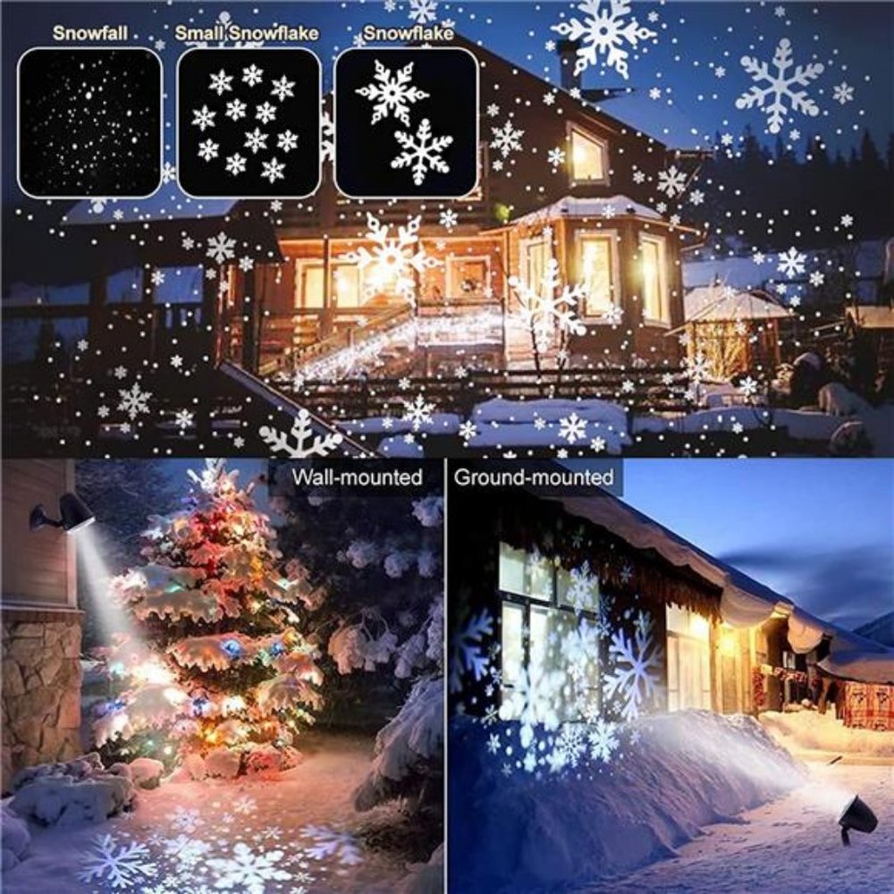 2Pcs, Snowflake Projector Lights, Snowfall Projector Led Lights Ip65 Waterproof